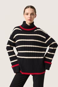 Soaked in Luxury Slmusling Rollneck Rib Knit Pullover