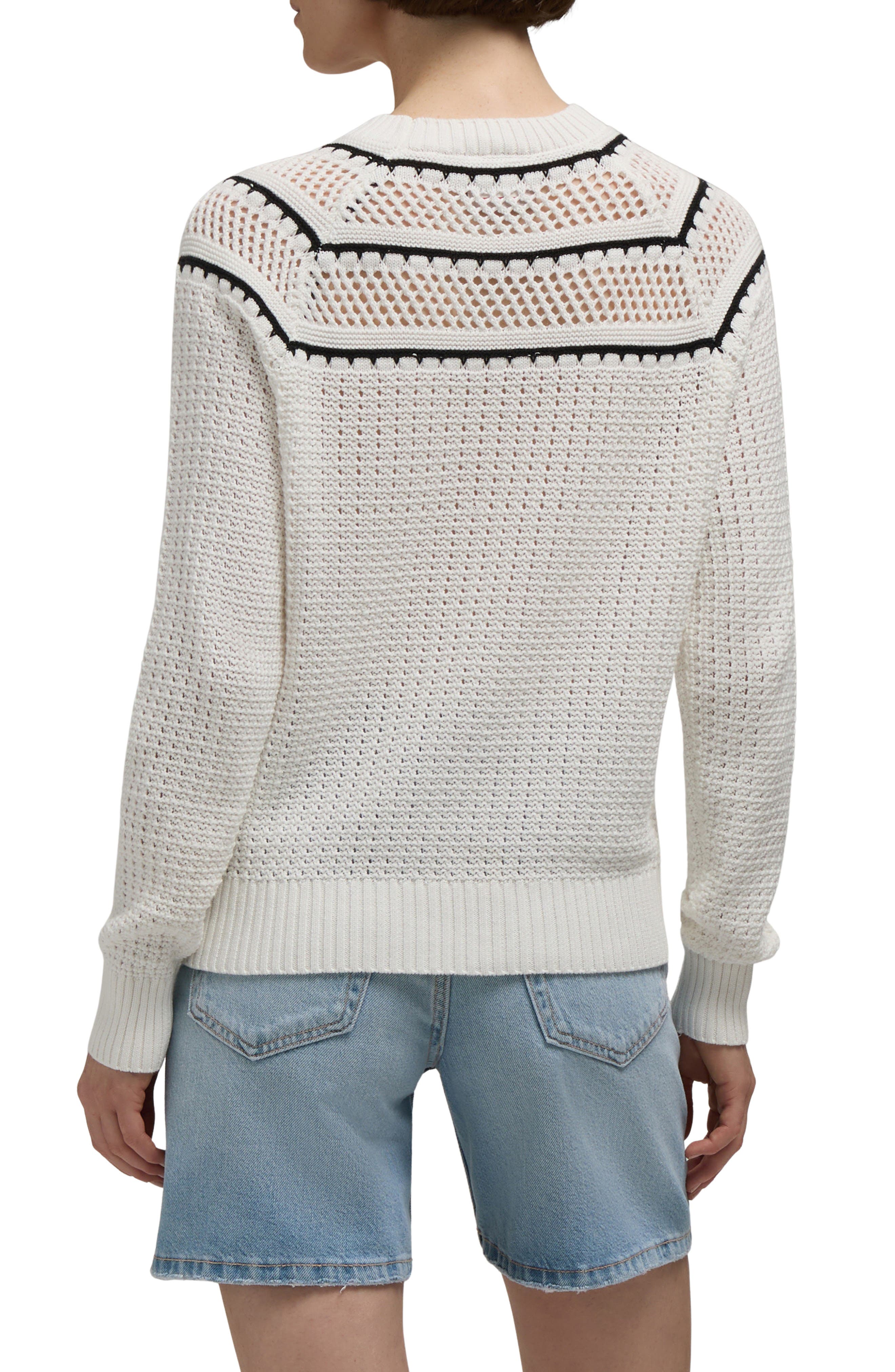 Pointelle Knit Cotton Sweater - image 2