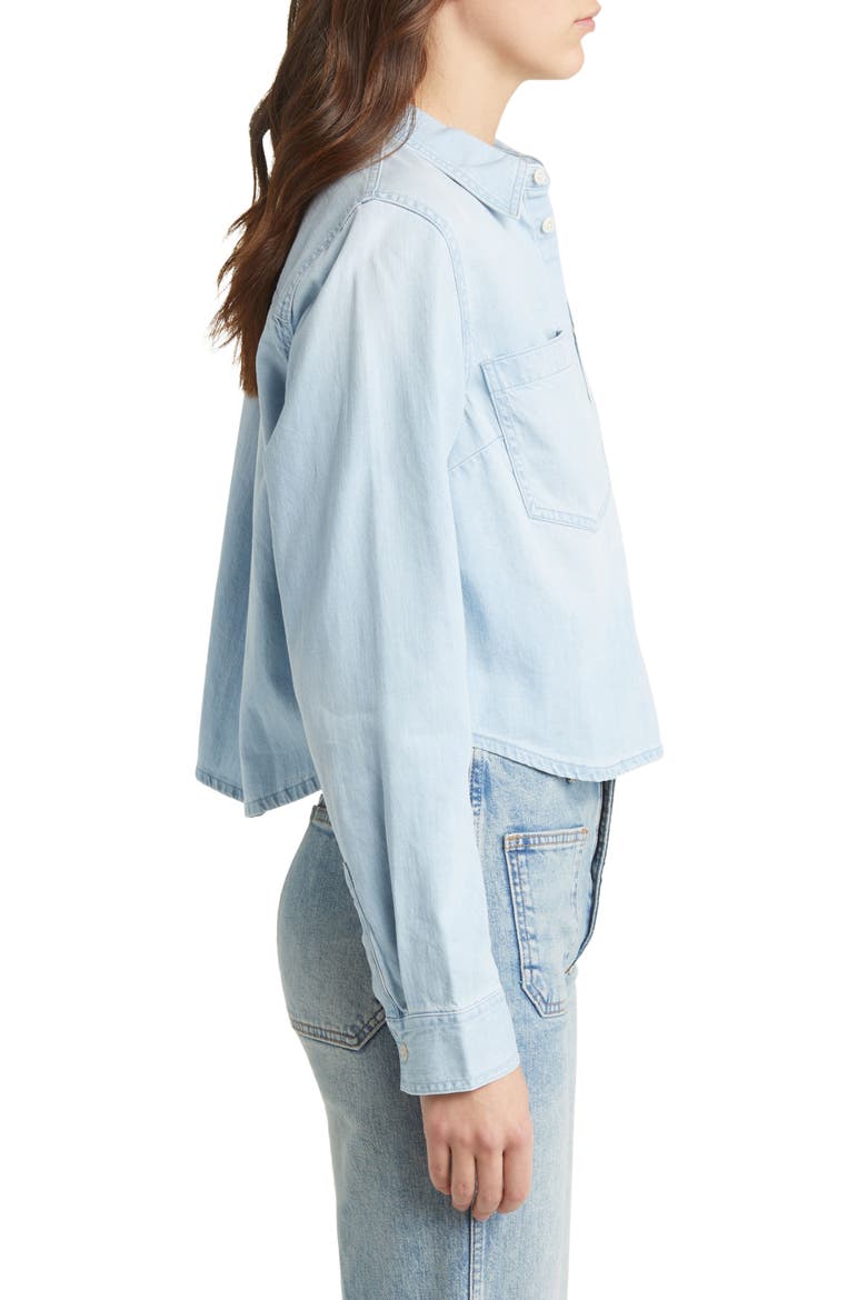 Crop Straight Hem Denim Button-Up Shirt, Alternate, color, SOUTHRUSH WASH