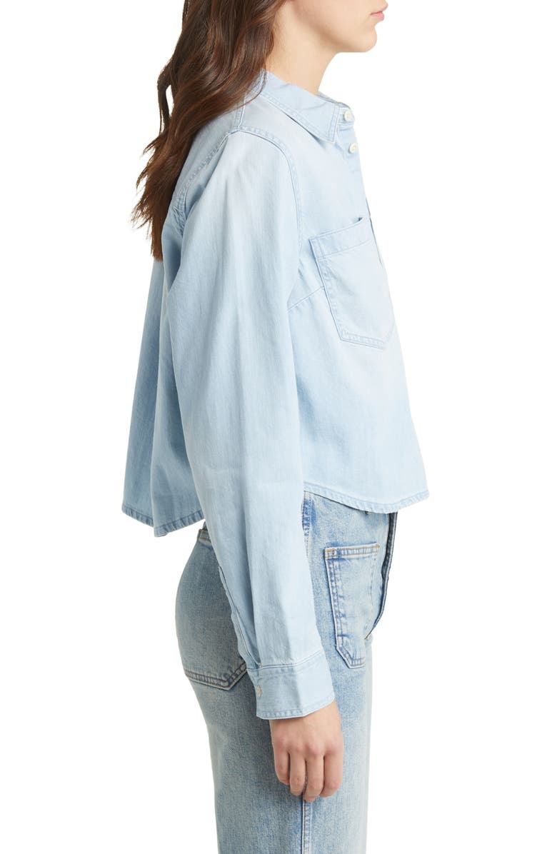 Madewell Crop Straight Hem Denim Button-Up Shirt, Alternate, color, 