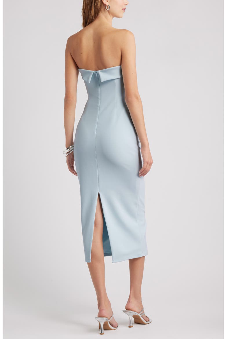 Strapless Crepe Midi Dress, Alternate, color, BLUE DELICATE