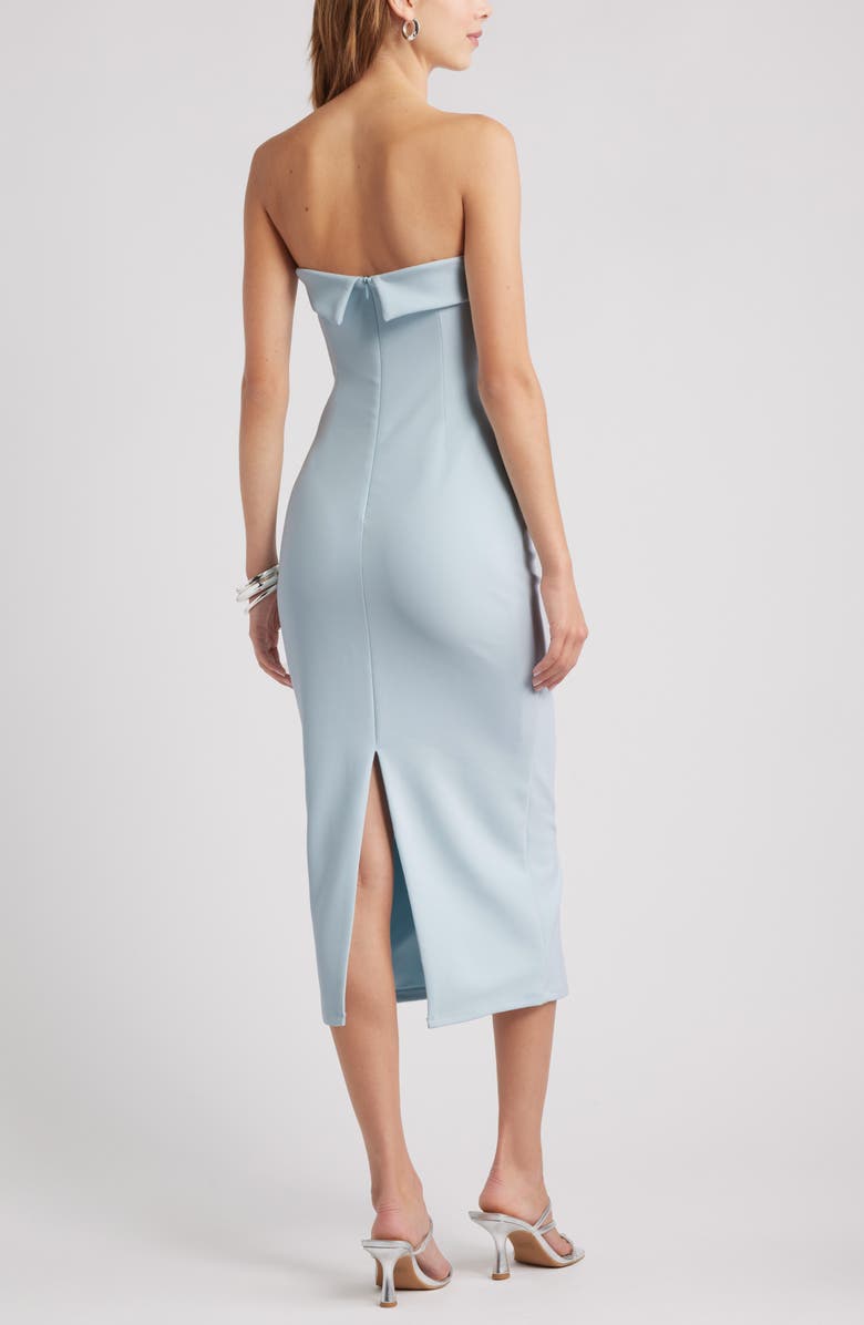 Open Edit Strapless Crepe Midi Dress, Alternate, color, Blue Delicate