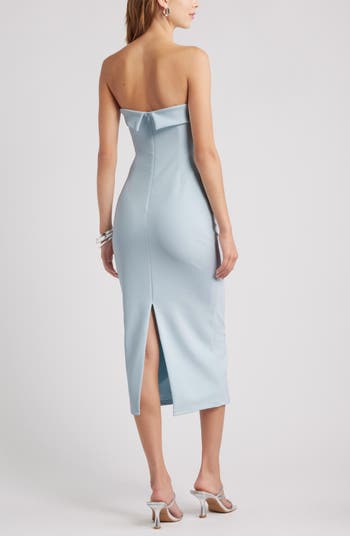 Strapless Crepe Midi Dress