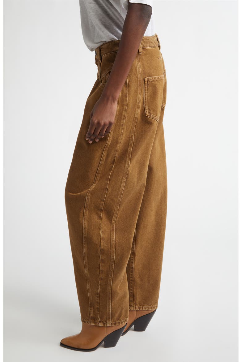 Lisha Pleated Barrel Leg Jeans, Alternate, color, BRONZE