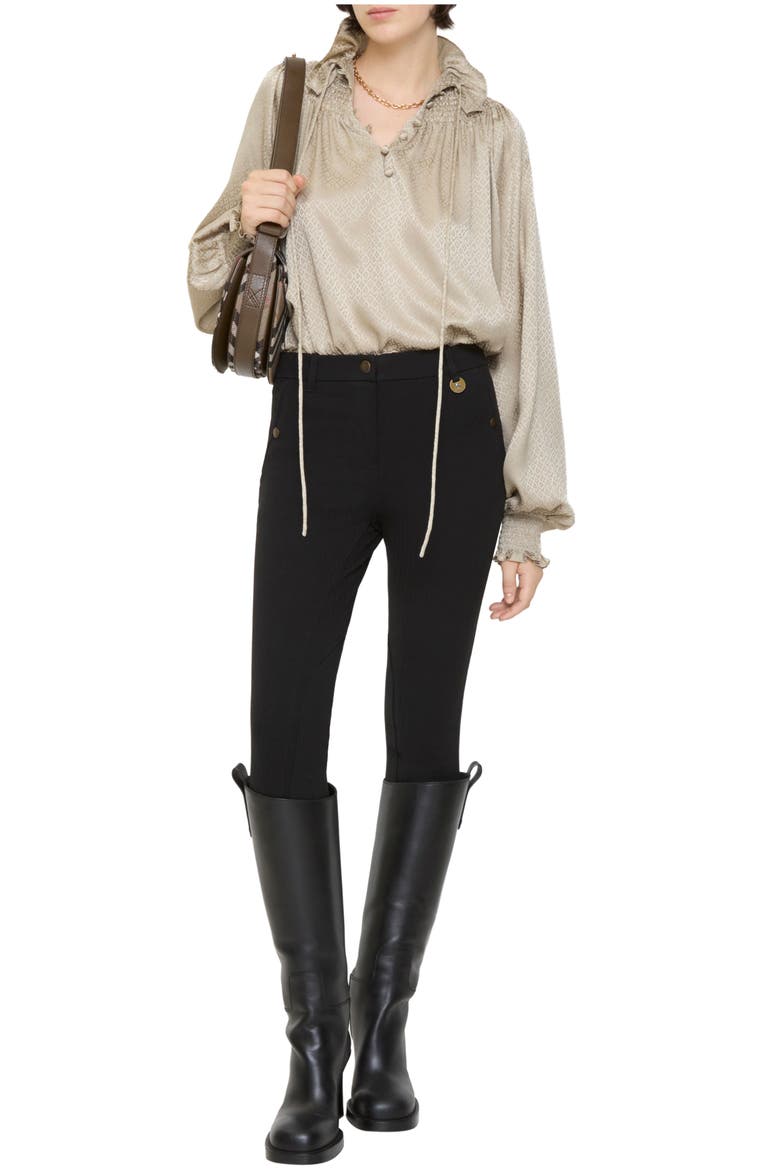 Herringbone Stretch Cotton Jodhpurs, Main, color, Black