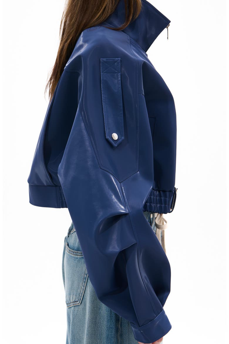 Liquid Luxe Shiny Bomber Jacket, Alternate, color, BLUE