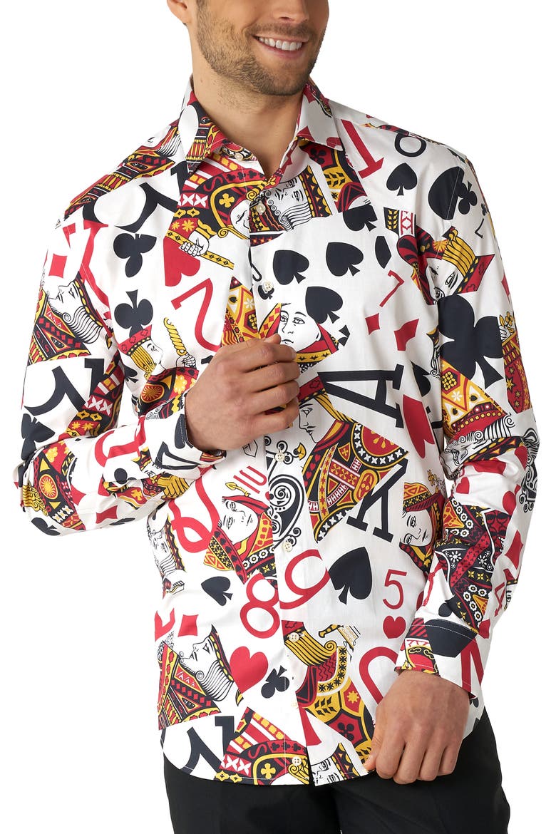 King Of Clubs Button-Up Shirt, Main, color, MISCELLANEOUS