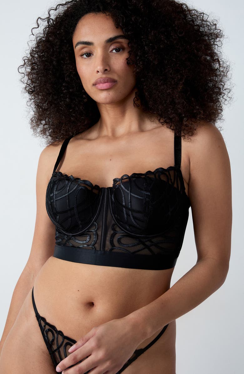 Etam Suspense Underwire Bustier, Alternate, color, Black