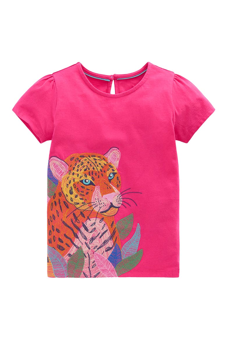 Kids' Jungle Puff Sleeve Top, Main, color, RASPBERRY PINK LEOPARD