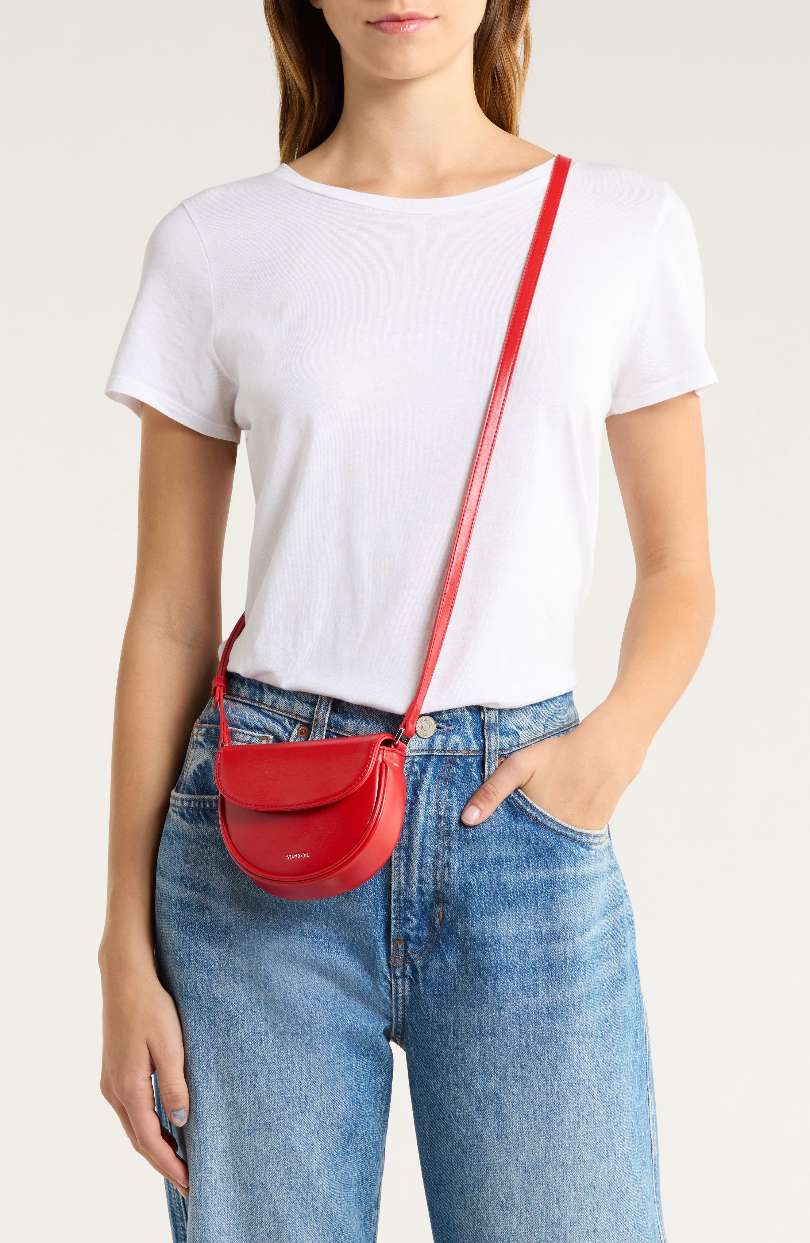 Stand Oil Mino Faux Leather Crossbody Bag, Alternate, color, Red