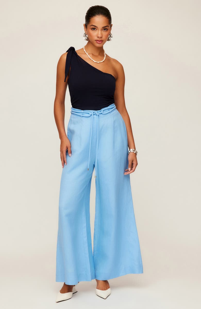 FIFTEEN TWENTY Jana Linen Blend Wide Leg Pants, Alternate, color, Lake