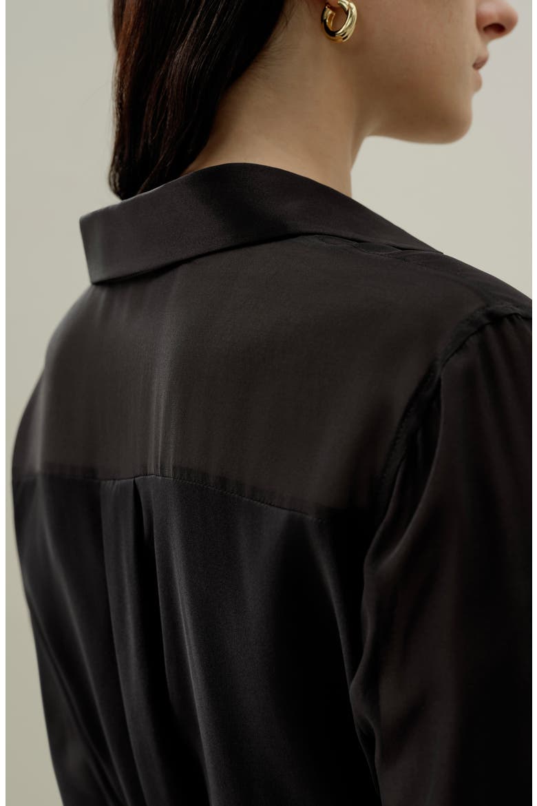 Women's Button Down Silk Organza Shirt, Alternate, color, Black