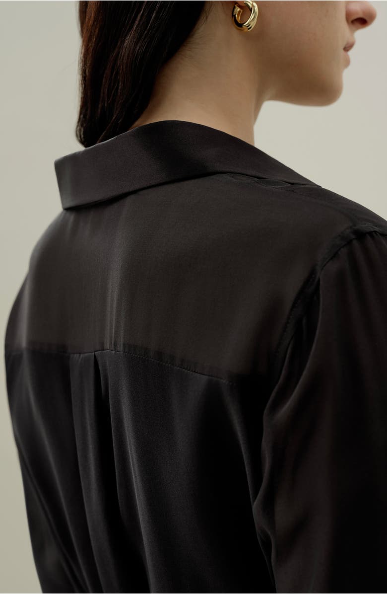 Lilysilk Button Down Silk Organza Shirt, Alternate, color, Black