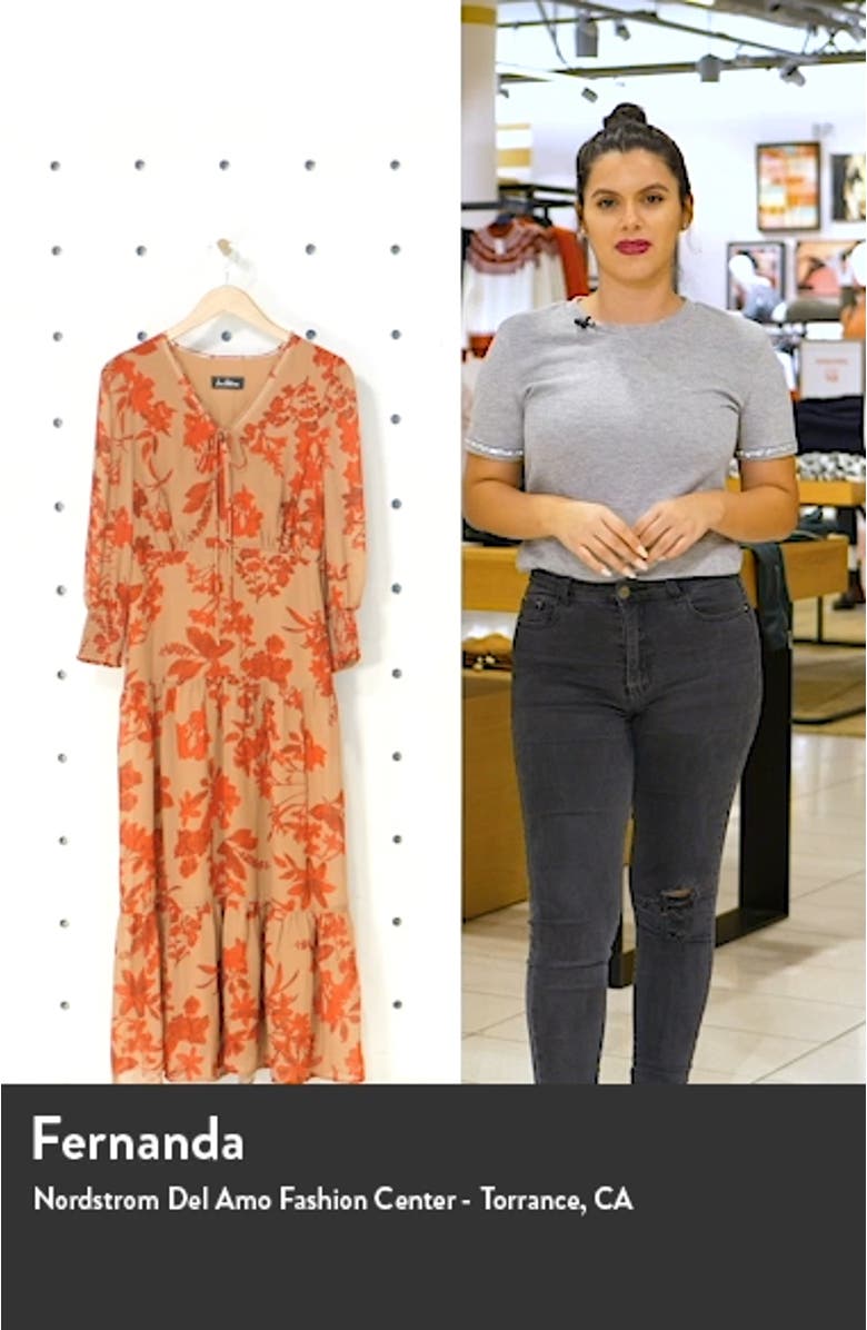 Floral Long Sleeve Tiered Midi Dress, sales video thumbnail