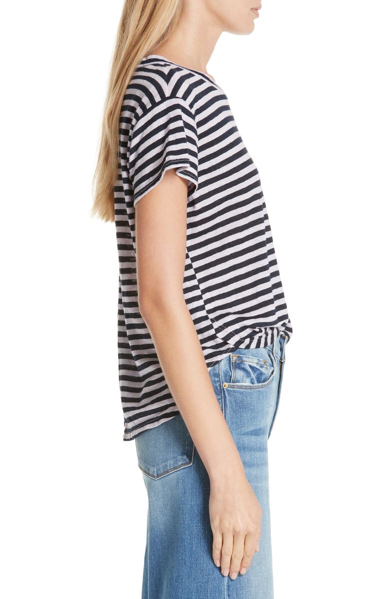 FRAME Stripe Linen Tee, Alternate, color,