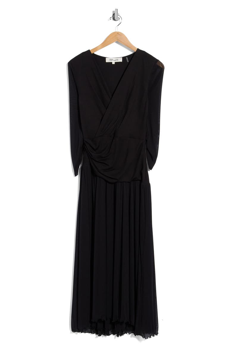 Gaj Surplice Neck Midi Dress, Main, color, BLACK