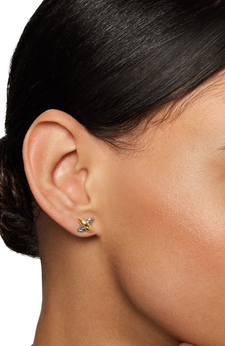 David Yurman Petite X Stud Earrings, Alternate, color, Diamond/ Silver