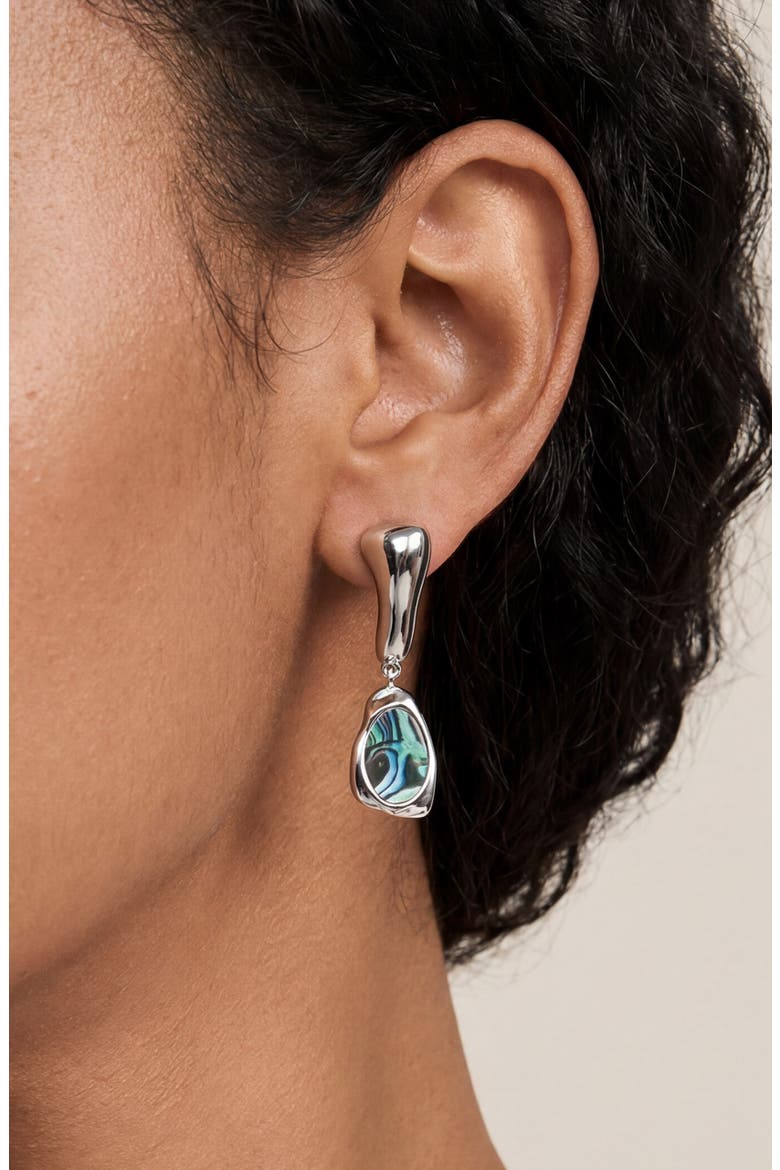 Molten Abalone Drop Earrings, Alternate, color, SILVER