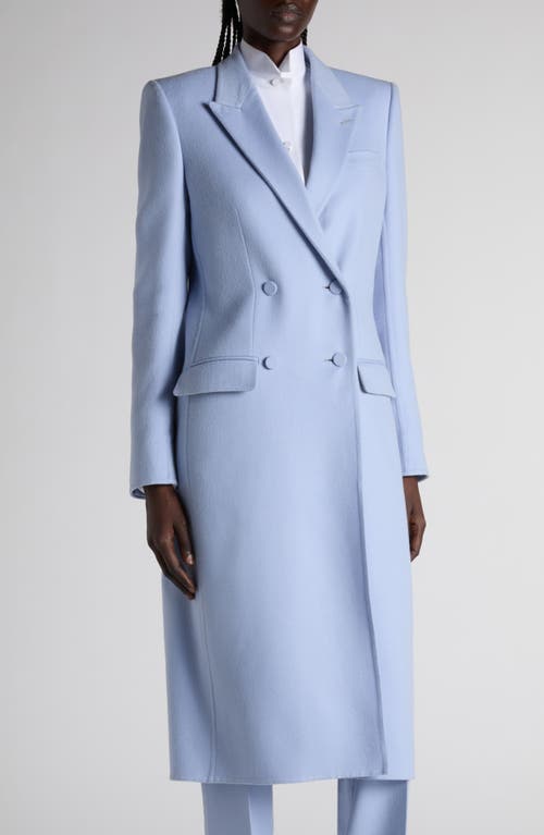 Tom Ford Double Face Light Wool Blend Double Breasted Coat In Blue