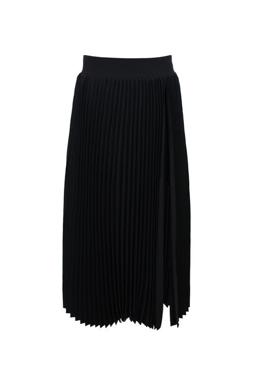 Theo The Label Atlas Pleated High Slit Skirt In Black