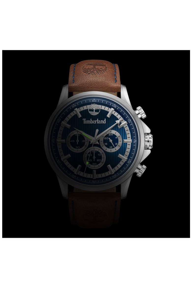 Bernardston Multifunction Chronograph Leather Strap Watch, 45mm, Alternate, color, BROWN