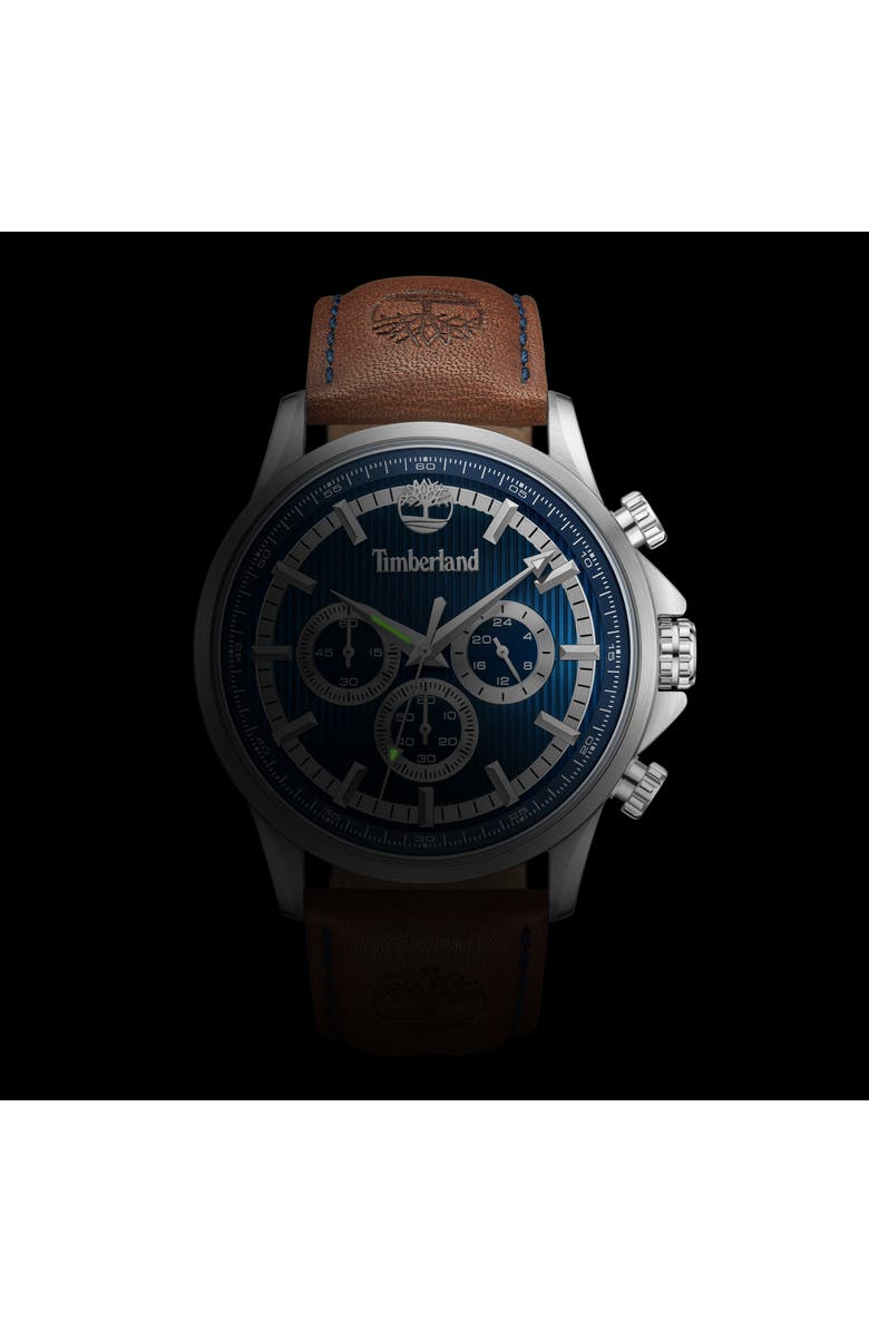Timberland Bernardston Multifunction Chronograph Leather Strap Watch, 45mm, Alternate, color,