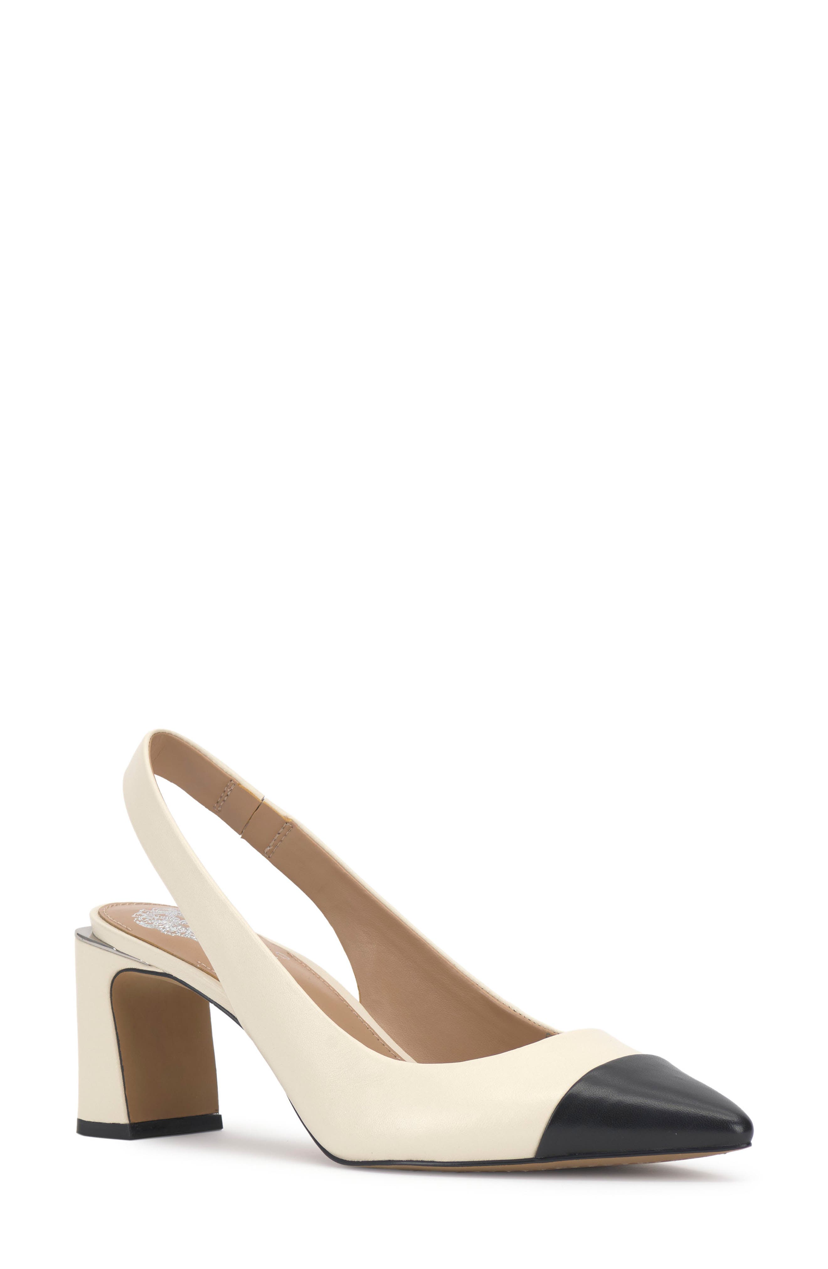 Hamden Slingback Pointed Cap Toe Pump, Main, color, CREAMY WHITE