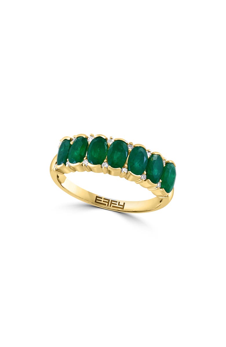 EFFY 14K Yellow Gold Emerald & Diamond Ring, Main, color, Green