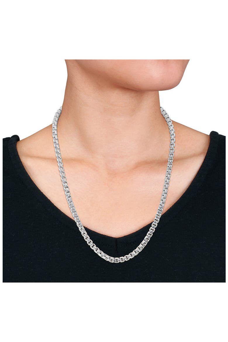 Sterling Silver Box Link Chain Necklace, Alternate, color, SILVER