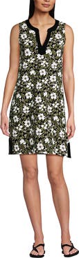 Lands' End Cotton Jersey Notch Neck Dress with Soutache