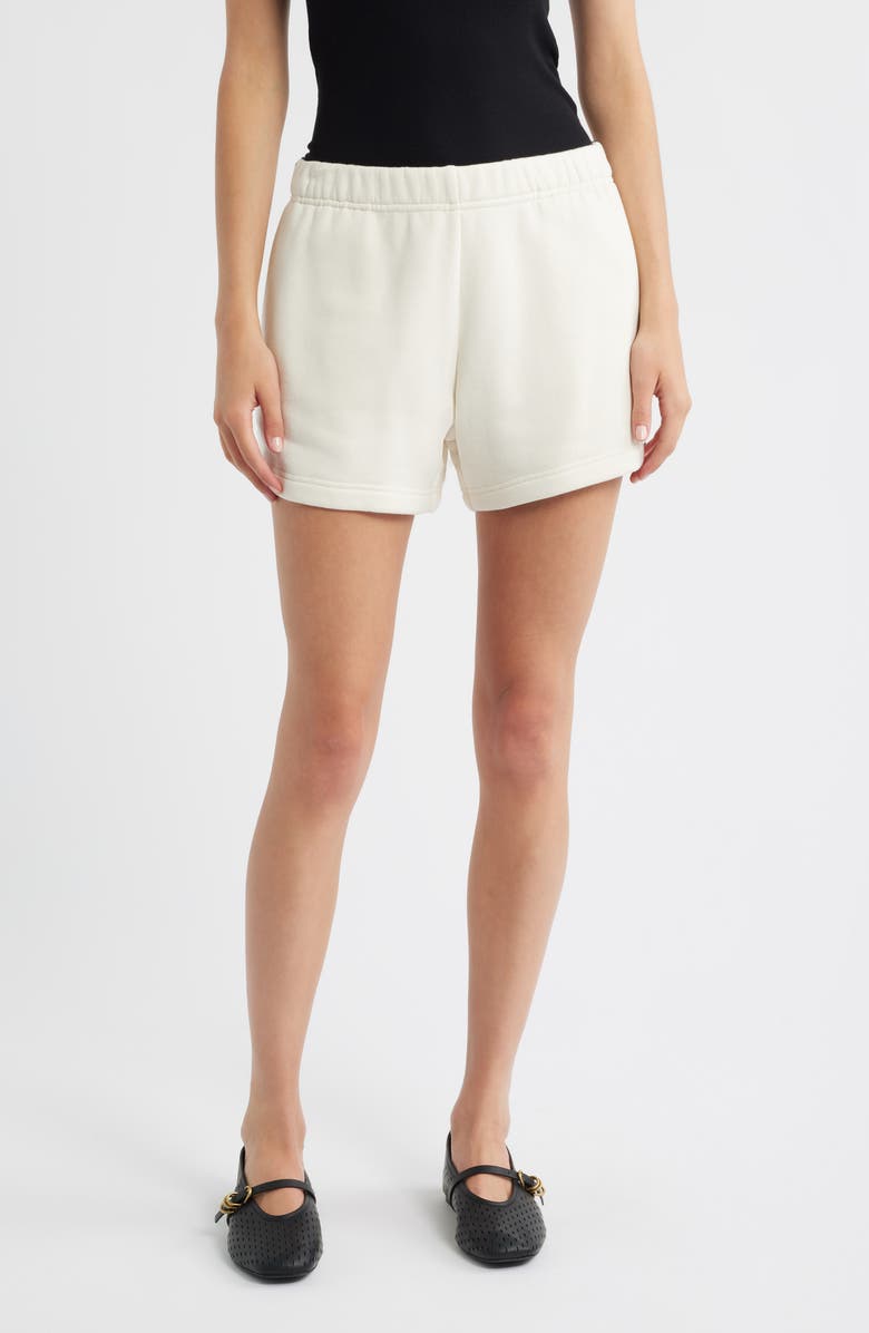 rag & bone Blanket Stitch Terry Sweat Shorts, Main, color, Chalk