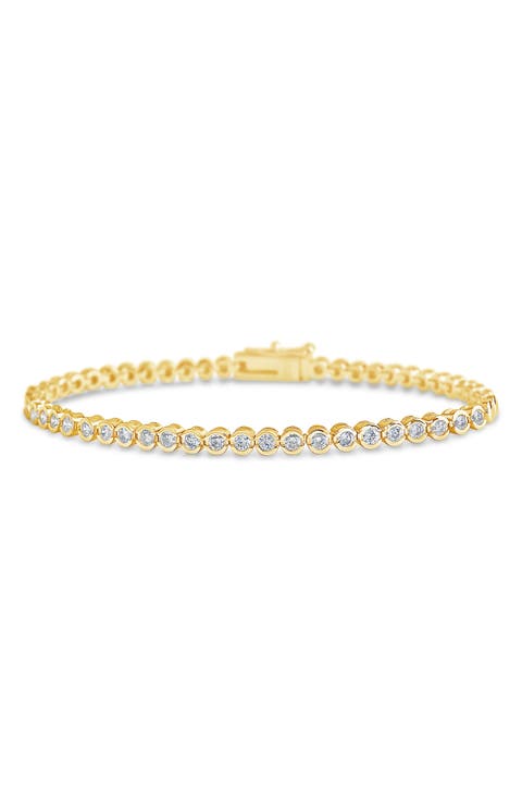 14K Gold Plated Brass Bezel CZ Tennis Bracelet