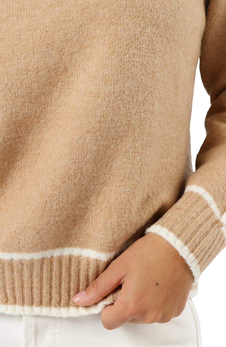Petal & Pup Rylee Contrast Trim Mock Neck Sweater, Alternate, color, Camel