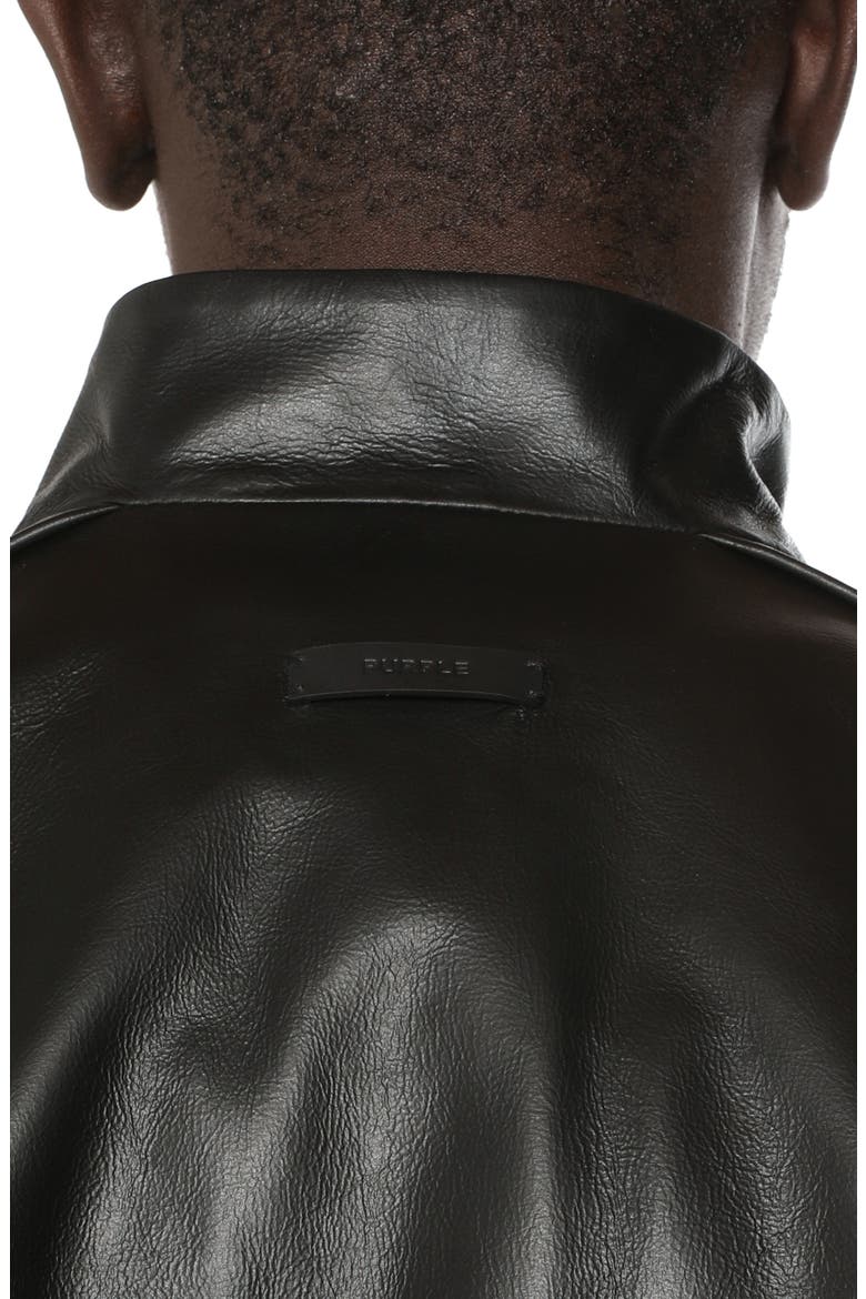 Leather Track Jacket, Alternate, color, BLACK