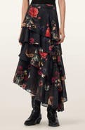 AllSaints Caya Ruffle Asymmetric Skirt