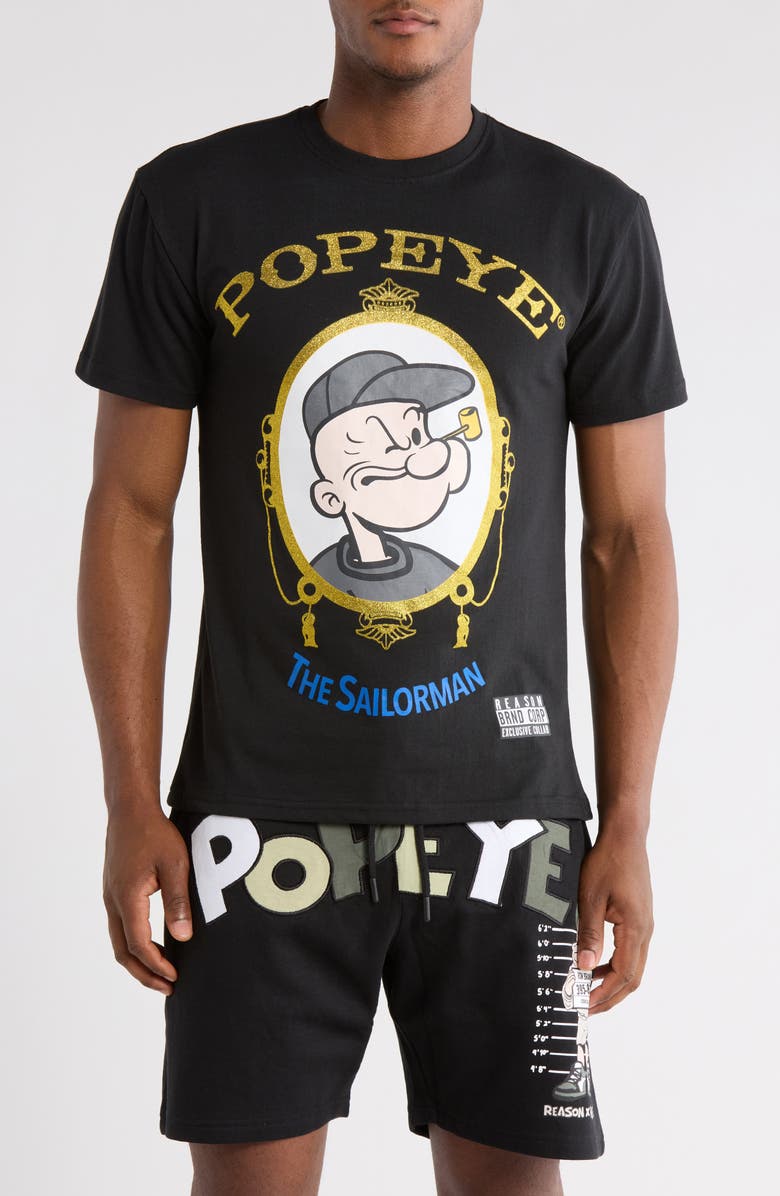 Reason Popeye Graphic T-Shirt, Main, color, Black