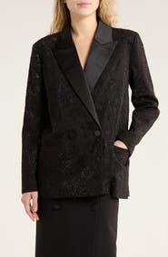 L'AGENCE Jericho Crystal Embellished Double Breasted Blazer