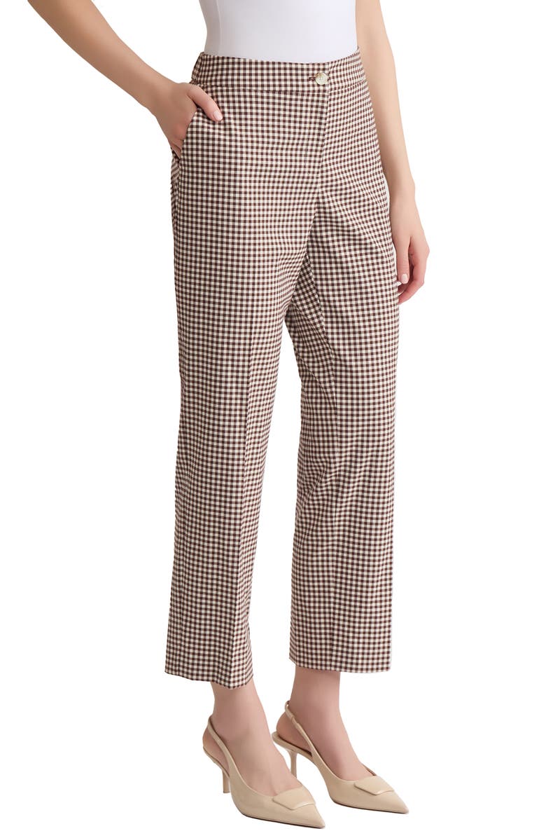 Jones New York Gingham Straight Leg Ankle Pants, Main, color,