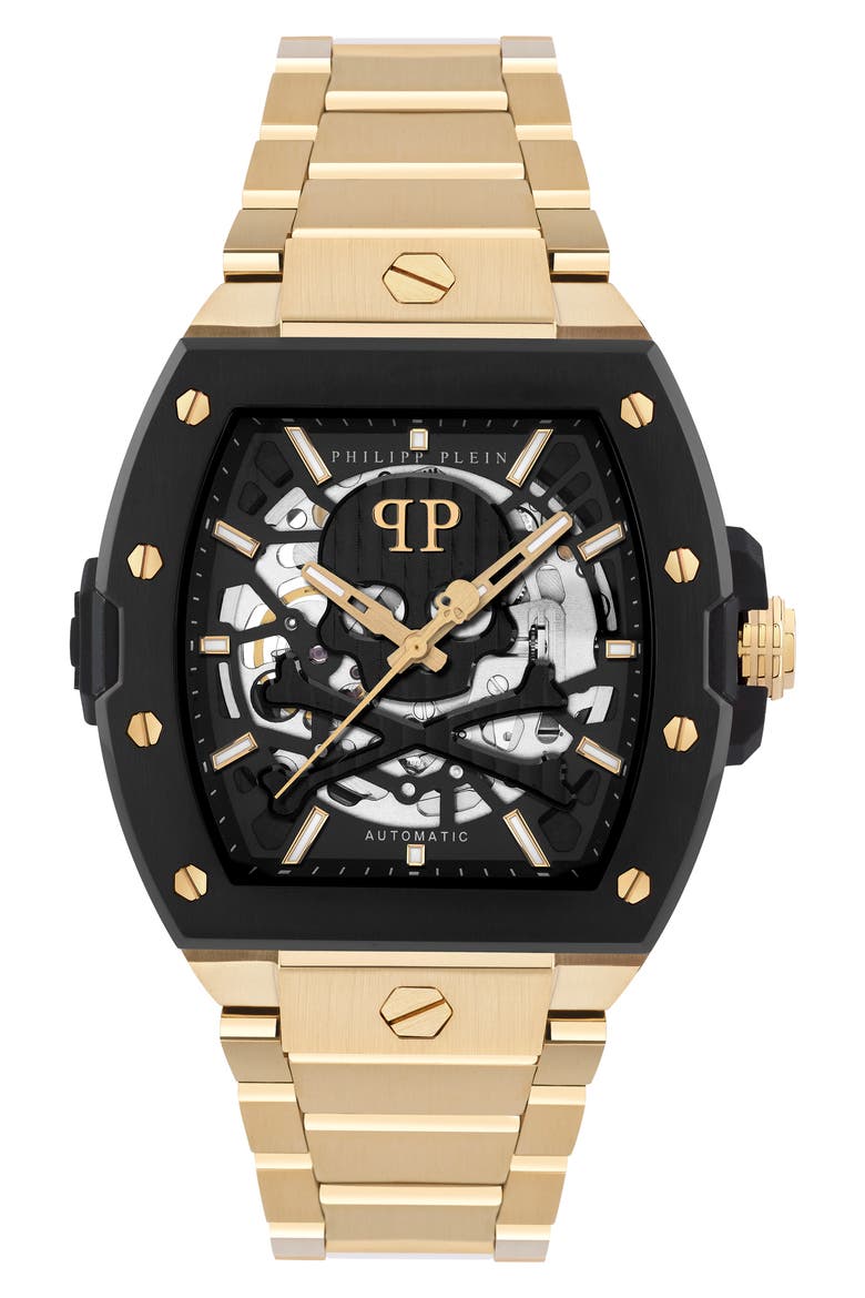 The $keleton 2.0 Automatic Goldtone Bracelet Watch, 44mm, Main, color, IP YELLOW GOLD