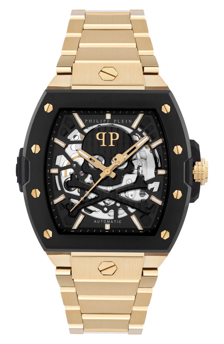 PHILIPP PLEIN The $keleton 2.0 Automatic Goldtone Bracelet Watch, 44mm, Main, color, Ip Yellow Gold