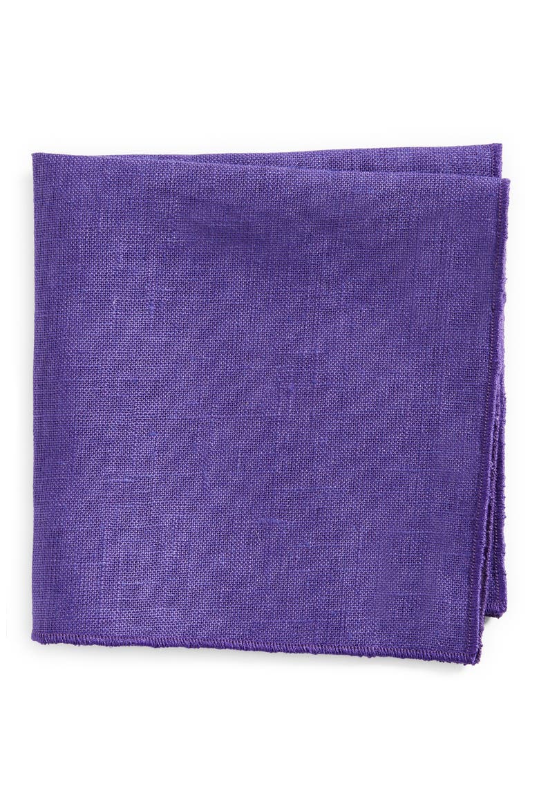 Solid Linen Pocket Square, Main, color, PURPLE