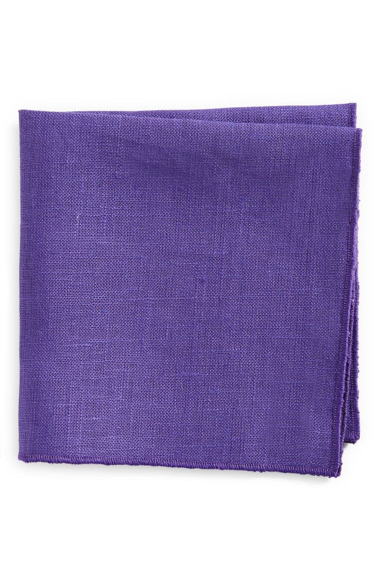 CLIFTON WILSON Solid Linen Pocket Square, Main, color, Purple