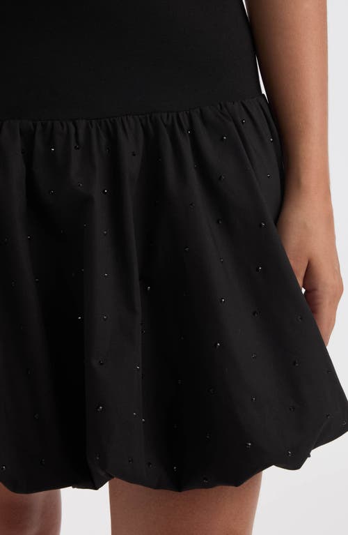 Ellen Tracy Mixed Media Bubble Skirt Minidress In Black