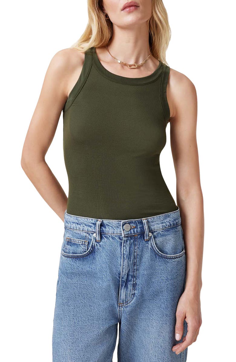 AllSaints Rina Rib Tank, Main, color, Grape Leaf Green