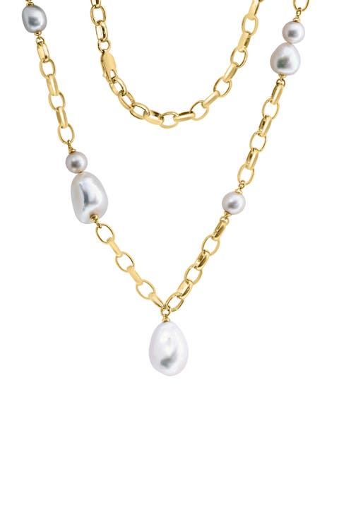 14K Yellow Gold 6–11mm Freshwater Pearl Station & Pendant Necklace