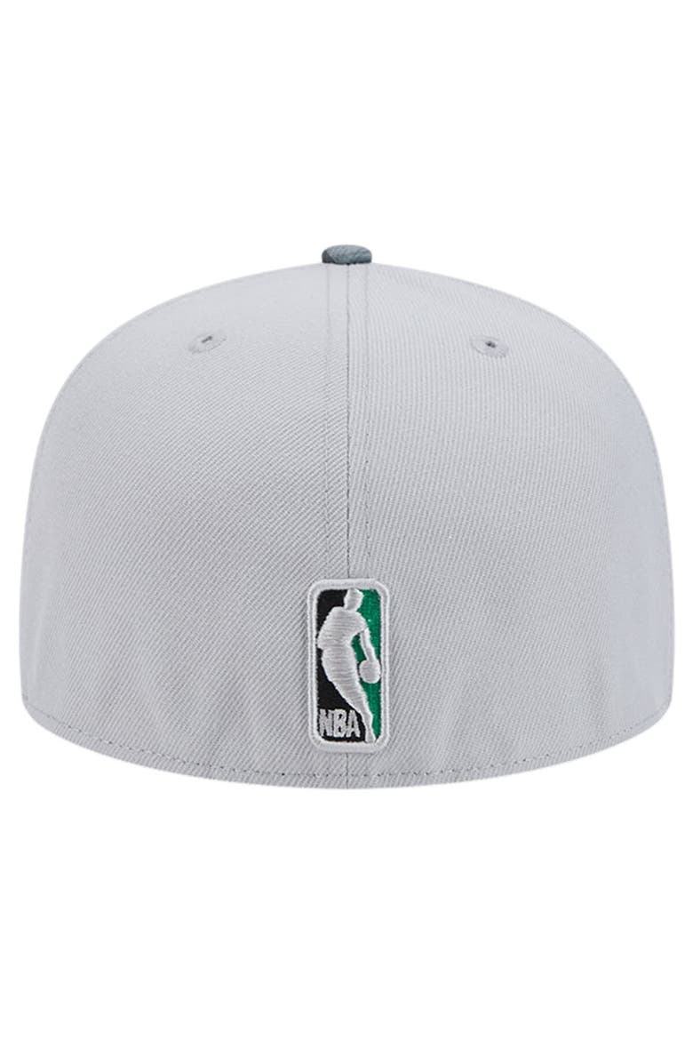 Men's New Era Gray Boston Celtics Active Color Camo Visor 59FIFTY Fitted Hat, Alternate, color, Gray
