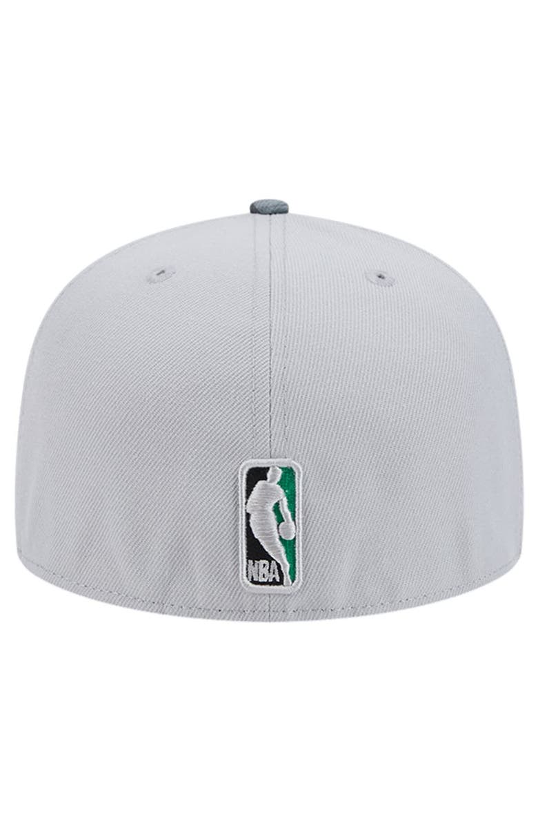 New Era Men's New Era Gray Boston Celtics Active Color Camo Visor 59FIFTY Fitted Hat, Alternate, color,