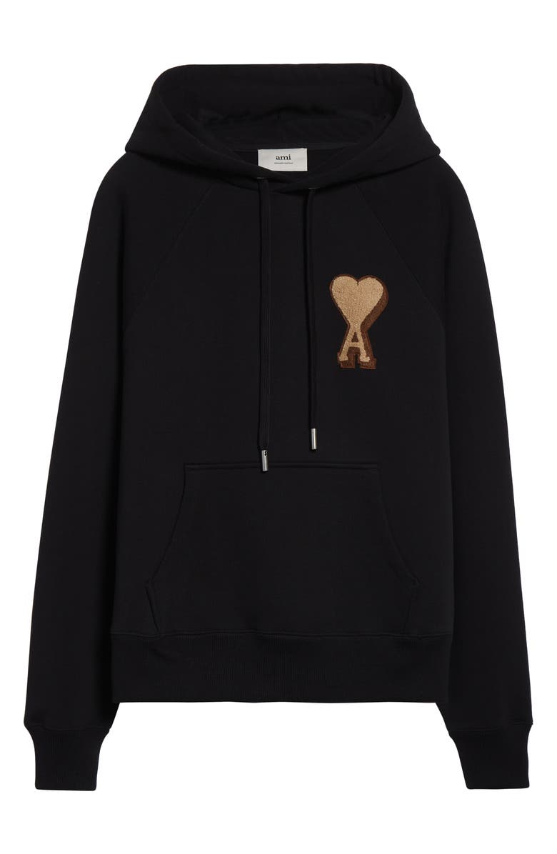 AMI PARIS Ami de Coeur Patch Hoodie, Alternate, color, Noir