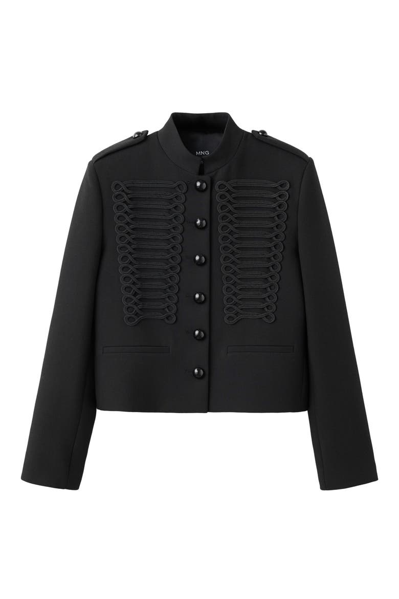 Napoleon Frogging Detail Jacket, Alternate, color, BLACK