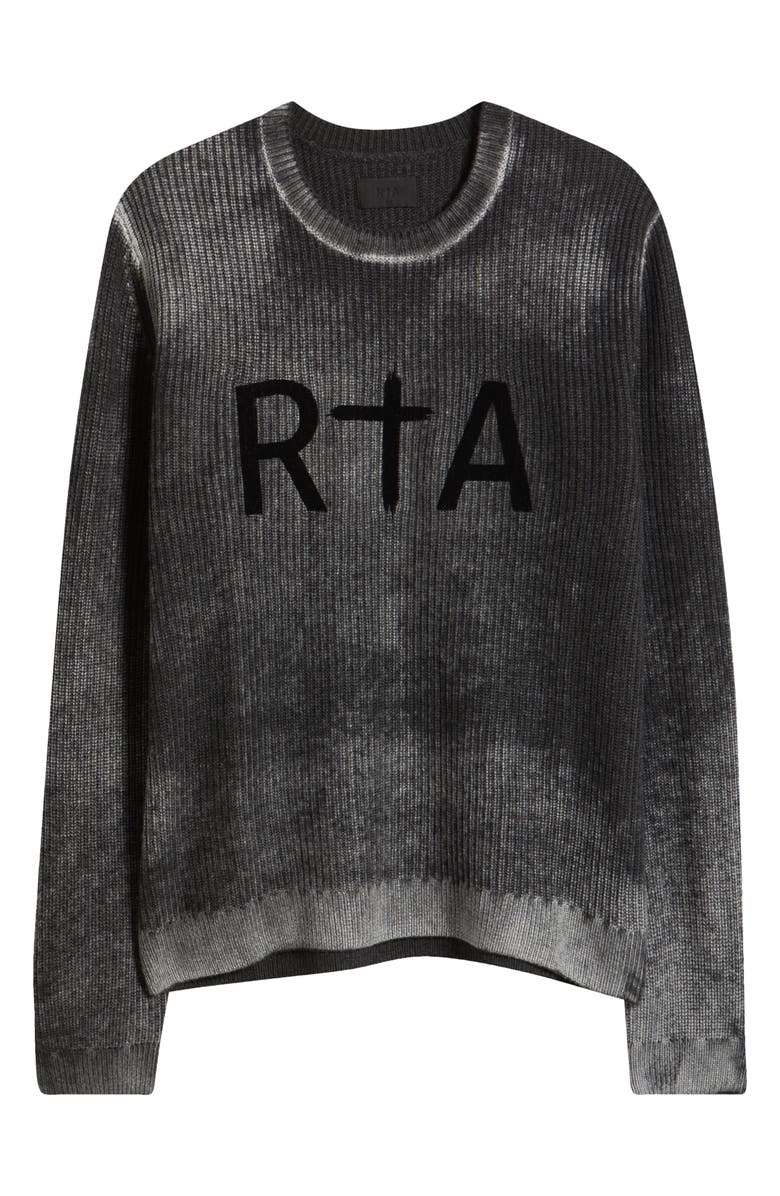 RtA Ethan Washed Relaxed Fit Sweater, Alternate, color, Black Gliitch